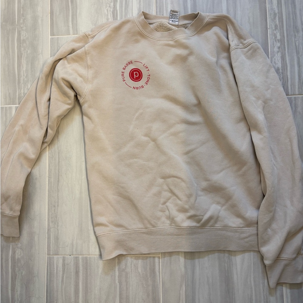 Pure Barre Beige Crewneck Sweater